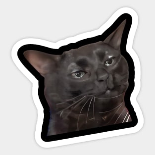 Tired Black Cat Meme Dissociated Funny Internet, Black cat zoning out Sticker